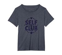 Self Club : Un Design Autonome pour Les Amateurs d'amour-Propre T-Shirt, Femme Grandes Tailles, Bleu Chiné, 5X