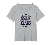 Self Club : Un Design Autonome pour Les Amateurs d'amour-Propre T-Shirt, Femme Grandes Tailles, Gris Chiné, 1X