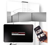 SELF-CUT SYSTEM - Version portable - Miroir à trois voies pour couper les cheveux avec crochets télescopiques réglables en hauteur et application mobile éducative