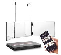 SELF-CUT SYSTEM - Version portable - Miroir à trois voies pour couper les cheveux avec crochets télescopiques réglables en hauteur et application mobile éducative