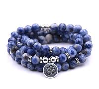 Self-Discovery 108 perles naturelles Mala Yoga Bijoux Méditation Perles Bracelet Collier avec Yoga Symbole Charme, One Size, Pierre, Perle
