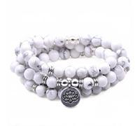 Self-Discovery Bracelet Mala Yoga 108 Perles Naturelles avec Charm Lotus, One Size, Pierre, sto, One Size, Pierre, sto