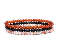 Self-Discovery Mala Ensemble de bracelets en pierres précieuses naturelles pour femme - Bijoux extensibles en perles de 4 mm, cadeau spirituel, One Size, Pierre, Pas de gemme