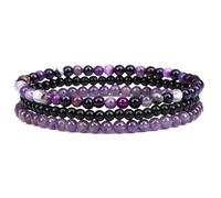 Self-Discovery Mala Ensemble de bracelets en pierres précieuses naturelles pour femme - Bijoux extensibles en perles de 4 mm, cadeau spirituel, One Size, Pierre, Pas de gemme