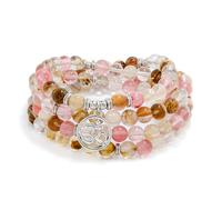 Self-Discovery Mala Om Mala Perles 108 Méditation Mantra Collier Bracelet pour Hommes ou Femmes Prière (Tourmaline Pastèque (Watermelon Tourmaline))