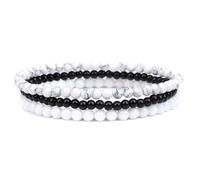 Self-Discovery Mala Set de Bracelets en Cristaux de Guérison pour Femmes - Bijoux Élastiques avec Perles de 4mm, Cadeau Spirituel (Howlite)