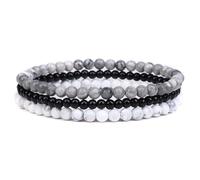 Self-Discovery Mala Set de Bracelets en Cristaux de Guérison pour Femmes - Bijoux Élastiques avec Perles de 4mm, Cadeau Spirituel (Pierre carte)