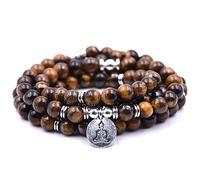 Self-Discovery Naturel 108 perles Mala Bracelet Collier Bijoux de Méditation avec Charme de Yoga, One Size, Pierre