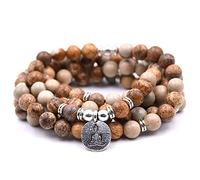 Self-Discovery Naturel 108 perles Mala Bracelet Collier Bijoux de Méditation avec Charme de Yoga, One Size, Pierre