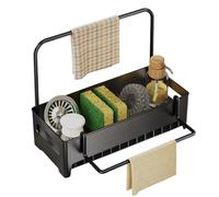 Self Draining Sink Tray - Large Storage Organizer, Kitchen Sponge Holder, Sink Management System | Distributeur de savon Scrubber Setup, Apartment Home Counter Work, Farmhouse Cleaning Tool