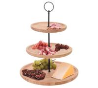 SELF IMPORT AGENCIES Présentoir à aliments en bambou à 3 niveaux de taille moyenne pour une utilisation en intérieur élégant en bois et métal