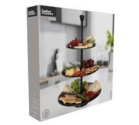 Excellent Houseware Support de service 3 niveaux 36,5 cm Noir mat Noir G