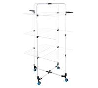 Self Import Agencies SECHE-LINGE. MÉTAL, CAPACITÉ 30M, DÉPLIÉ 69X60X133CM, COULEUR BLANCHE AVEC SUPPORTS ET ROUES EN PP NOIR. ÉPAISSEUR 16MM. ÉPAISSEUR DU FIL 2,2MM