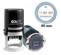 Self Inking R40 24 heures Heure et date Stamp 40MM Business Round Stamp Texte personnalisé Rouge Bleu