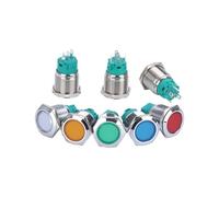 Self Locking ON OFF Latching Metal Full Illuminated LED Chrome19mm Pushbutton Switch NWPNLXEA(Blue LED,12V)