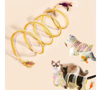Self-Play Cat Hunting Spiral Tunnel Toy, Spiral Cat Tunnel Toy, S-Type Cat Tunnel Toy, Folded Cat Tunnel, Cat Tunnels for Indoor Cats with Toy Feather Mouse, Indoor Cat Tunnel Toy (C)