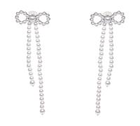 Self Portrait - 607E-Pearl Pearl Bow Earrings - Femme - Accessoires - Blanc - Taille: ONE Size