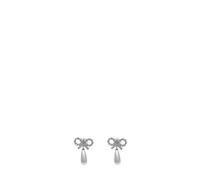 Self Portrait – Boucles d'oreilles femme nœud cristal et perles – Blanc – Taille unique