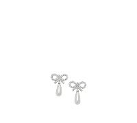 Self Portrait – Boucles d'oreilles femme nœud cristal et perles – Blanc – Taille unique