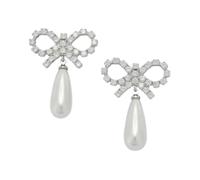 Self Portrait - Boucles d'oreilles à perle et en cristal - Femme - Accessoires - Blanc - Taille: ONE Size