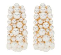 Self Portrait - Boucles d'oreilles créoles à grappes de perles - Femme - Accessoires - Blanc - Taille: ONE Size