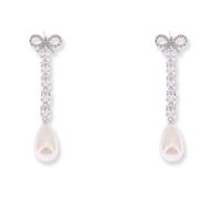Self Portrait, Femme, Accessoires, Gris, Taille: ONE Size Crystal Bow Drop Earrings