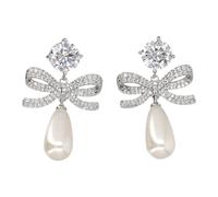 Self Portrait - Boucles d'Oreilles Cristal et Perles - Femme - Accessoires - Gris - Taille: ONE Size