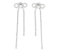 Self Portrait – Boucles d'oreilles nœud et goutte de cristal – Femme – Gris – Taille unique