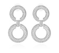 Self Portrait - Boucles d'Oreilles à Deux Niveaux en Cristal - Argent - Femme - Accessoires - Gris - Taille: ONE Size