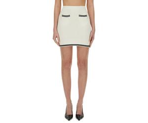 Self Portrait - Bow Jacquard Mini Skirt - Femme - Jupes - Beige - Taille: 40 FR