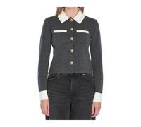 Self Portrait - Cardigan à col contrastant - Femme - Pulls - Gris - Taille: 42 FR