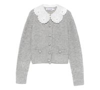 Self Portrait - Cardigan à col en dentelle - Femme - Pulls - Gris - Taille: 36 FR