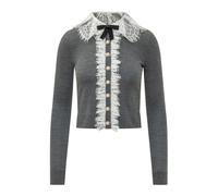Self Portrait - Cardigan à col en dentelle - Femme - Pulls - Gris - Taille: 36 FR