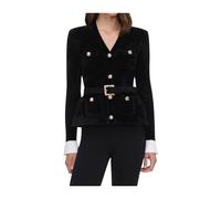 Self Portrait - Cardigan en maille chenille - Femme - Vestes - Noir - Taille: 40 FR