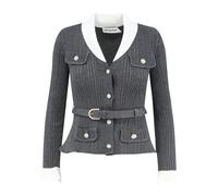 Self Portrait - Cardigan en maille côtelée - Femme - Pulls - Gris - Taille: 40 FR