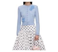 Self Portrait - Cardigan en maille fleurie - Femme - Pulls - Bleu - Taille: 38 FR