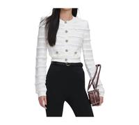 Self Portrait - Cardigan en maille pointelle - Femme - Pulls - Blanc - Taille: 40 FR