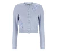 Self Portrait - Cardigan Tricot Fleurs Bleues - Femme - Pulls - Bleu - Taille: 40 FR