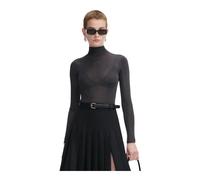 Self Portrait, Femme, Pulls, Gris, Taille: 42 FR Chemisier Transparent à Col Roulé