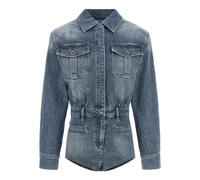 Self Portrait - Combinaison-short en denim avec strass - Femme - Combinaisons et Ensembles - Bleu - Taille: 36 FR