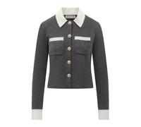 Self Portrait - Contrast Collar Cardigan - Femme - Pulls - Gris - Taille: 40 FR
