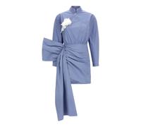 Self Portrait - Cotton Tie Side Mini Dress - Femme - Robes - Bleu - Taille: 38 FR
