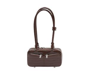 Self Portrait - Croc Leather Mini Shoulder Bag - Femme - Sacs - Brun - Taille: ONE Size