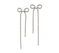 Self Portrait – Boucles d'oreilles nœud et goutte de cristal – Femme – Gris – Taille unique