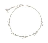 Self Portrait - Crystal Bow Necklace - Femme - Accessoires - Gris - Taille: ONE Size