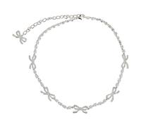 Self Portrait - Crystal Bow Necklace - Femme - Accessoires - Gris - Taille: ONE Size