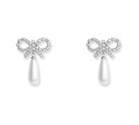Self Portrait – Boucles d'oreilles femme nœud cristal et perles – Blanc – Taille unique