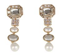 Self Portrait - Crystal Pearl Tiered Earrings - Femme - Accessoires - Jaune - Taille: ONE Size