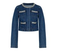 Self Portrait - Crystal Trim Denim Jacket - Femme - Vestes - Bleu - Taille: 36 FR