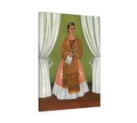 Self Portrait Dedicated to Leon Trotsky Painting Reproduction - Frida Kahlo Stretched Canvas Wall Art Print 24x32inch 60x80cm (Vertical) / 1.25inch 3.175cm